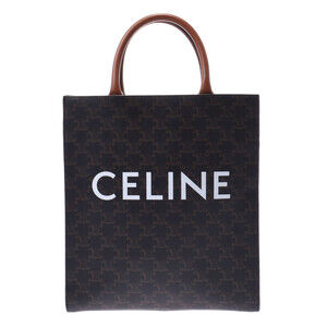 Celine Vertical Cabas Bag Brown Triomphe Canvas Leather Handbag